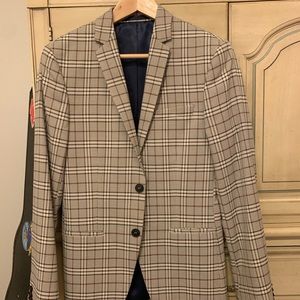 NEW NEVER WORN!! Brown Plaid Topman Blazer